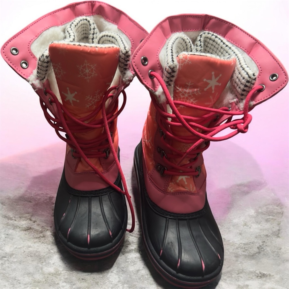Mishansha Kids Pink and Black Snow Boots